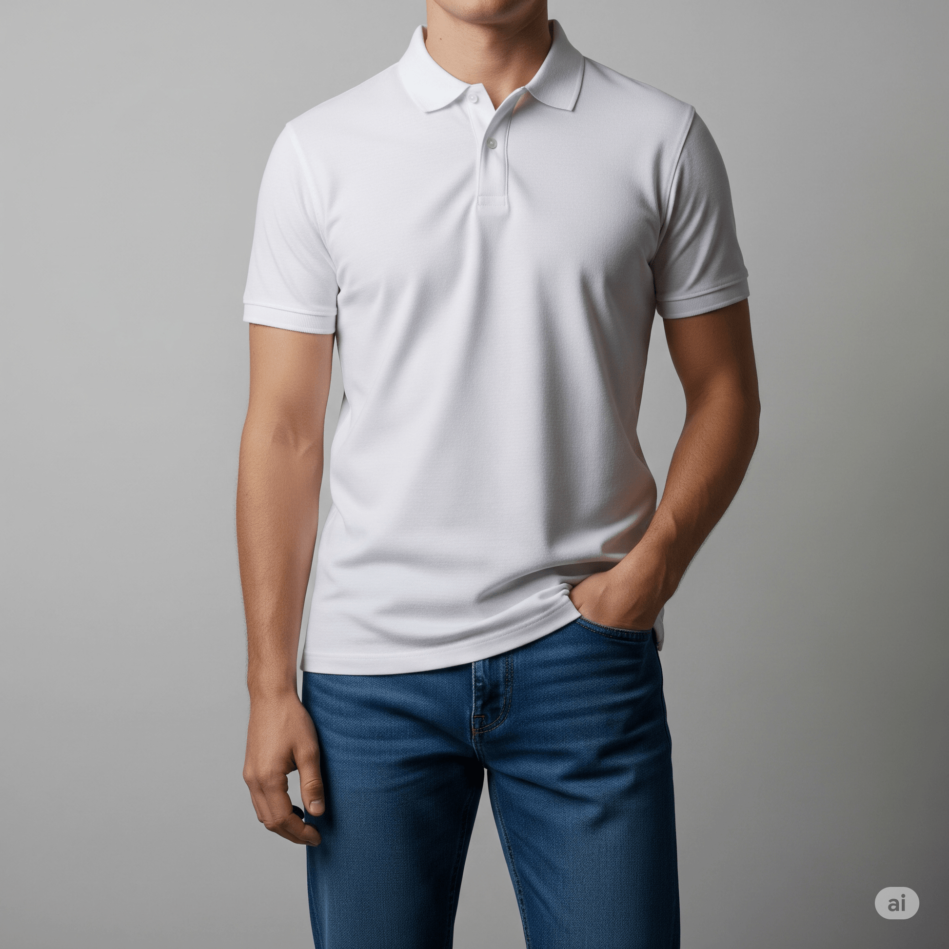 Plain White Premium Cotton Polo Neck T-shirt for Men 