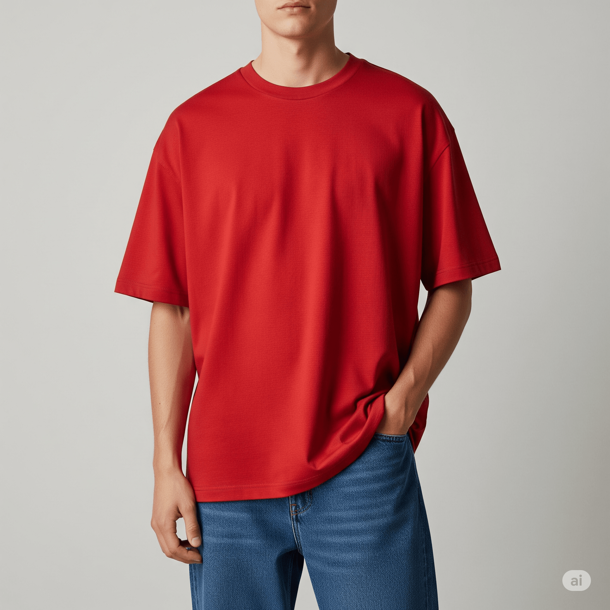 Plain Red Premium Cotton Oversized T-Shirt for Men 