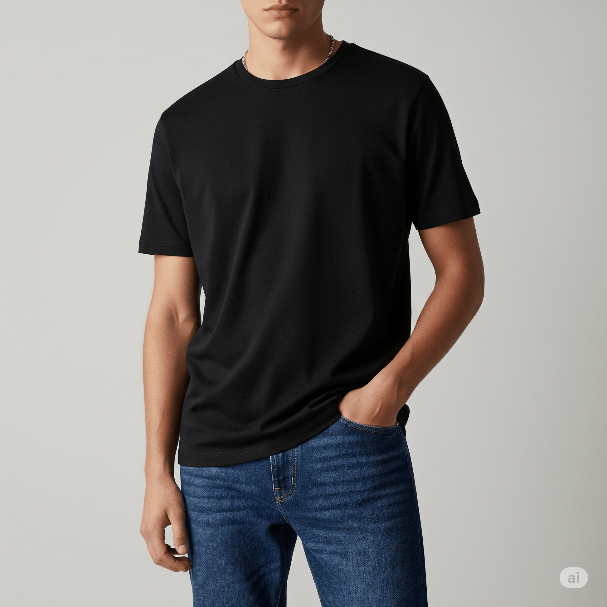 Plain Mens Black Premium Cotton Regular fit T-shirt for Men 