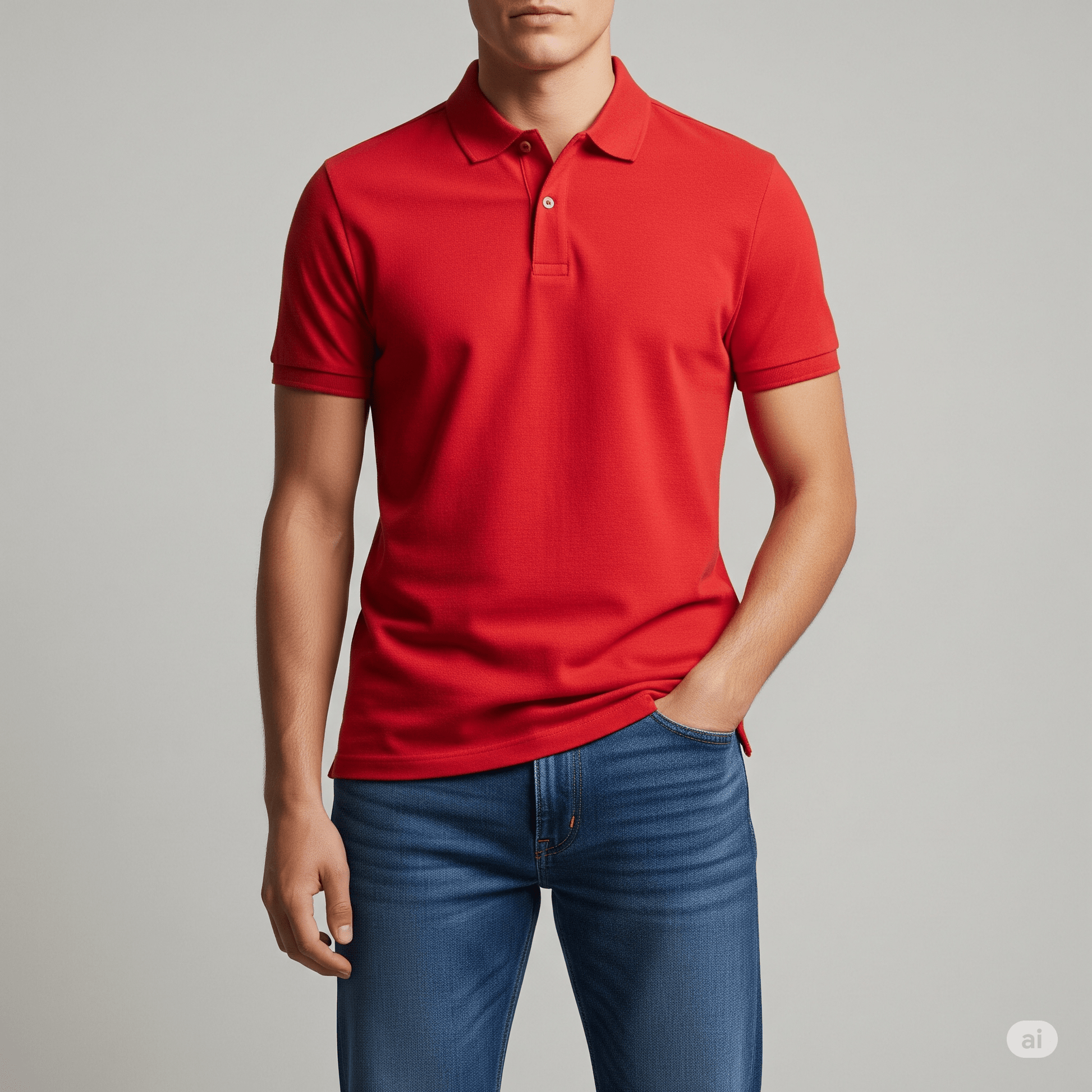 Plain Red 100%Cotton Polo Neck T-shirt for Men 
