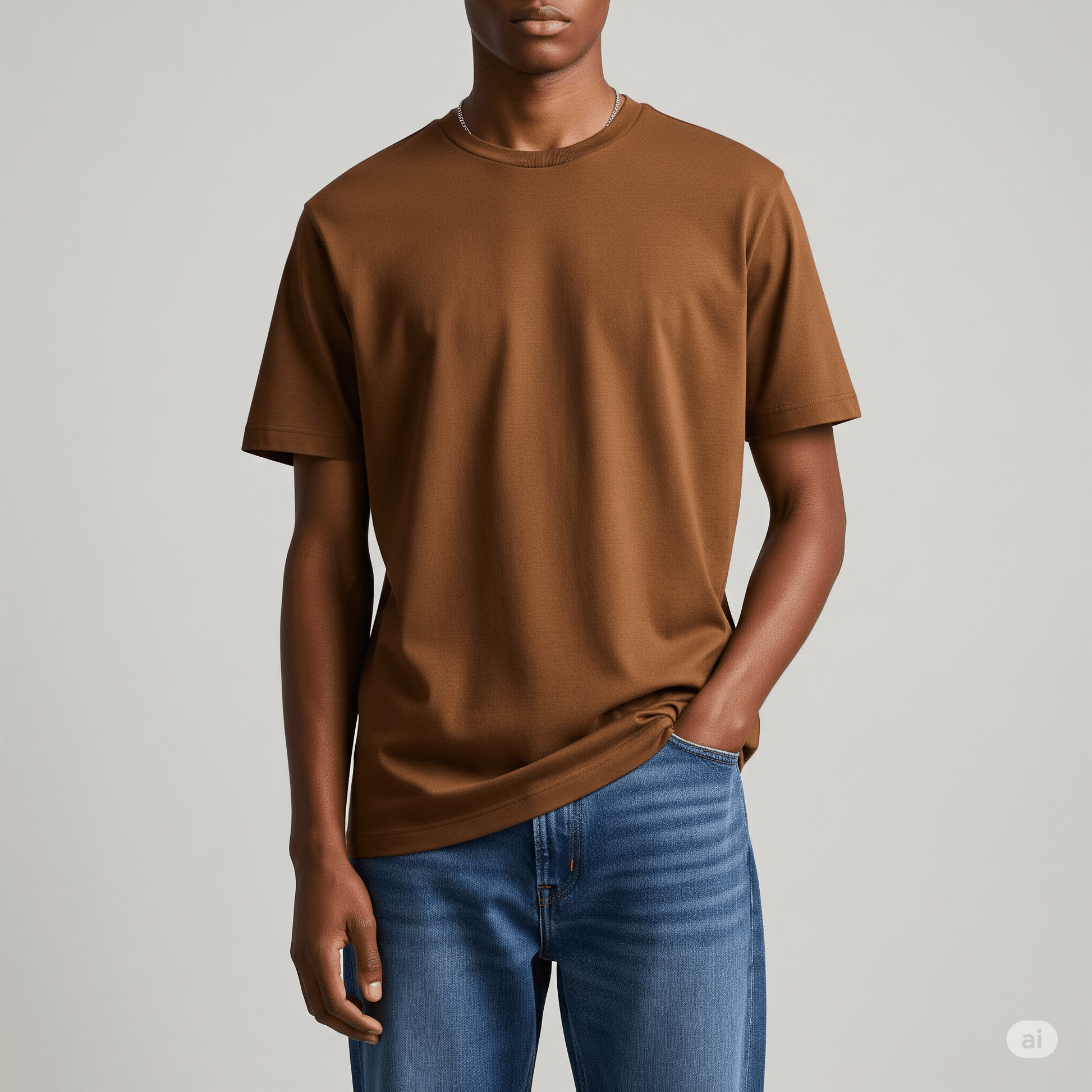 Plain Brown Premium Cotton Regular fit T-shirt for Men 