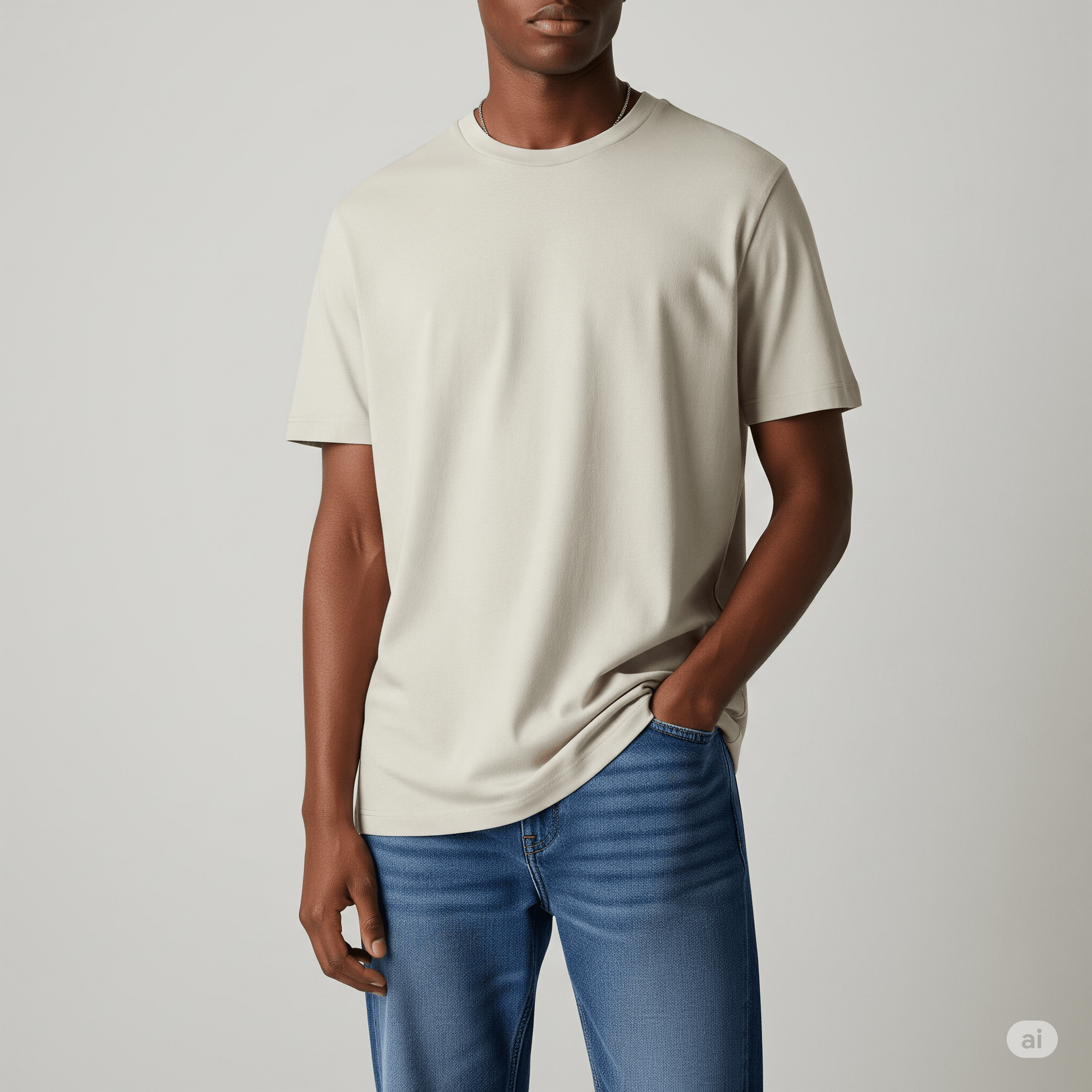 Plain Beige Premium Cotton Regular fit T-shirt for Men 